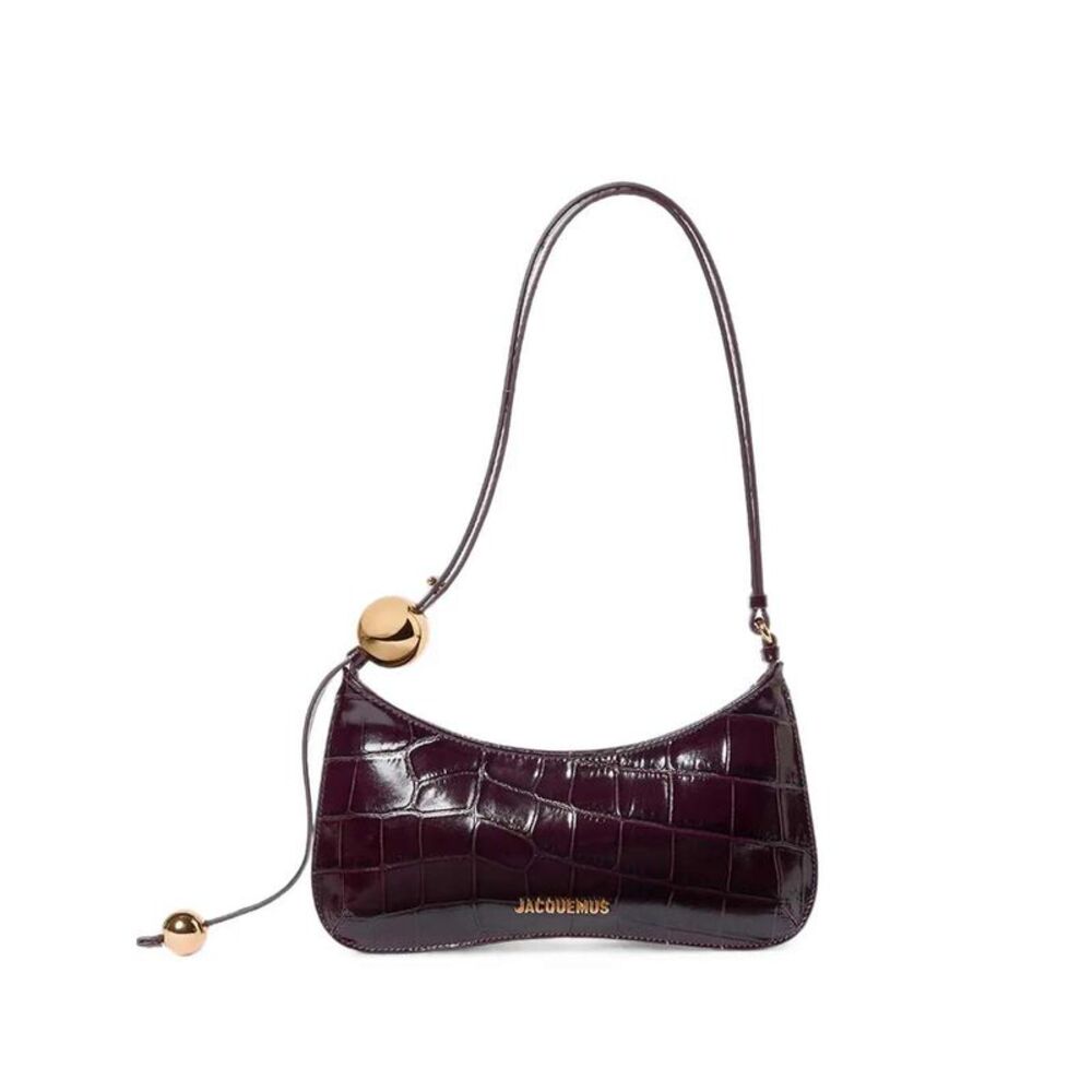 Jacquemus Women Le Bisou Perle Crocodile-Effect Leather Shoulder Bag